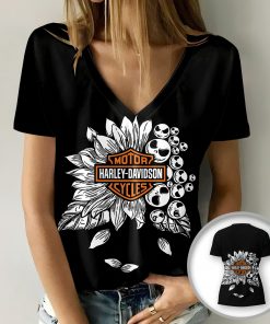 Harley Davidson Motorcycle Women V-neck T-shirt NABD91