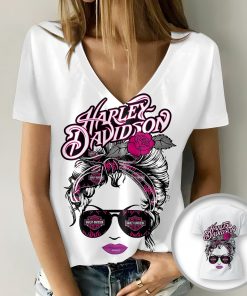 Harley Davidson Motorcycle Women V-neck T-shirt NABD139