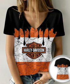 Harley Davidson Motorcycle Women V-neck T-shirt NABD60