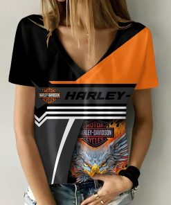 Harley Davidson Motorcycle Women V-neck T-shirt NABD127