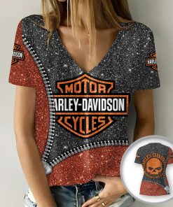 Harley Davidson Motorcycle Women V-neck T-shirt NABD131