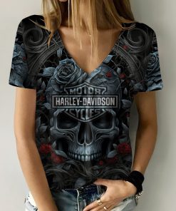 Harley Davidson Motorcycle Women V-neck T-shirt NABD34