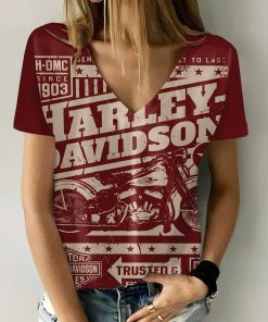 Harley Davidson Motorcycle Women V-neck T-shirt NABD140