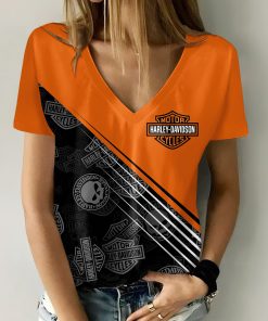 Harley Davidson Motorcycle Women V-neck T-shirt NABD75