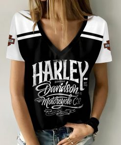 Harley Davidson Motorcycle Women V-neck T-shirt NABD84