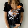 Harley Davidson Motorcycle Women V-neck T-shirt NABD67