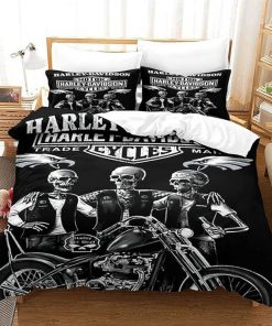 Harley Davidson Skull Bedding Set Cover Design 3D - NABU252