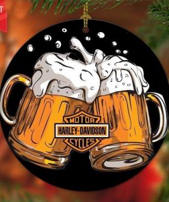 Harley Davidson Motorcycle Ceramic Round Ornament NABE374