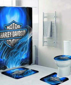 Harley Davidson Motorcycle Bathroom Decor Set Perfect Gift NAFA160BB