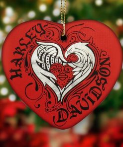 Harley Davidson Motorcycle Ceramic Heart Ornament NABR214