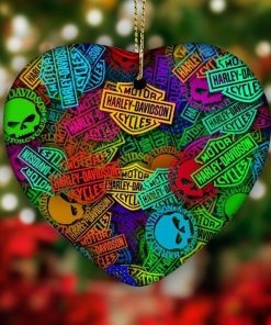 Harley Davidson Motorcycle Ceramic Heart Ornament NABE356
