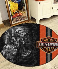 Harley Davidson Motorcycle Round Rug NABH45S