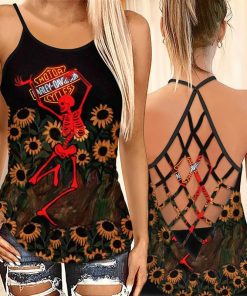 Harley Davidson CRISS CROSS OPEN BACK CAMISOLE TANK TOP DESIGN 3D SIZE S - 5XL -NABH179