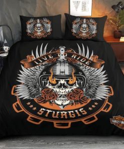 Harley Davidson Bedding Set Cover Design 3D Perfect Gift - NABL276