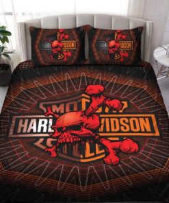 Harley Davidson Motorcycles Skull Bedding Set Cover Design 3D Perfect Gift- NAAD137