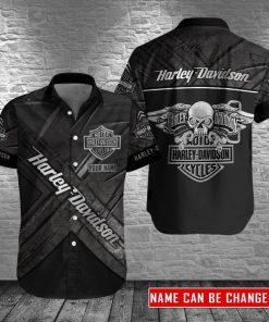Harley Davidson Custom Name Button Shirt Design 3D Full Printed Sizes S - 5XL NABG07