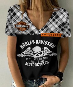 Harley Davidson Motorcycle Women V-neck T-shirt NABG30