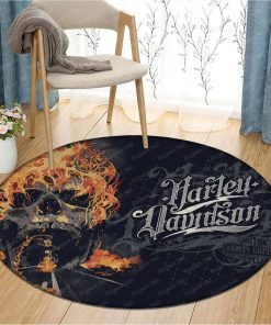 Harley Davidson Motorcycle Round Rug NABH44S