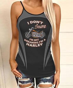 Harley Davidson I'm Just Dreaming I'm A Harley CRISS CROSS OPEN BACK CAMISOLE TANK TOP DESIGN 3D SIZE S - 5XL -NABF31