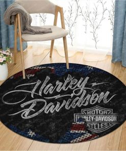 Harley Davidson Motorcycle Australia Flag Round Rug NABH137D