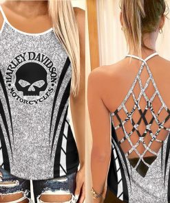 Harley Davidson CRISS CROSS OPEN BACK CAMISOLE TANK TOP DESIGN 3D SIZE S - 5XL -NABF35