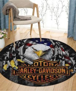 Harley Davidson Motorcycle Round Rug NABH46S