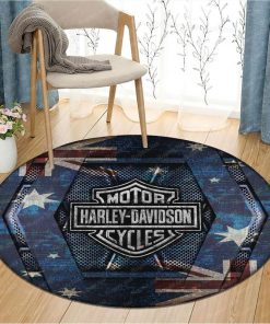 Harley Davidson Motorcycle Australia Flag Round Rug NABH141D