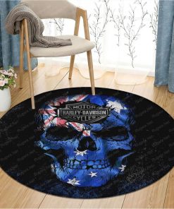 Harley Davidson Motorcycle Australia Flag Round Rug NABH135D