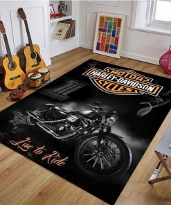 Harley Davidson Motorcycle Ride To Live Rug Home Floor Decor NABJ269