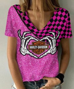 Harley Davidson Motorcycle Women V-neck T-shirt NABS100