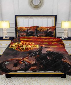 Harley Davidson Bedding Set Cover Design 3D - NABD535