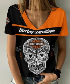 Harley Davidson Motorcycle Women V-neck T-shirt NABS99