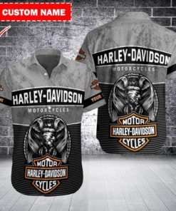 Harley Davidson Custom Name Button Shirt Design 3D Full Printed Sizes S - 5XL NABS13