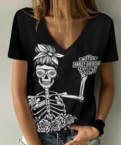 Harley Davidson Motorcycle Women V-neck T-shirt NABD64