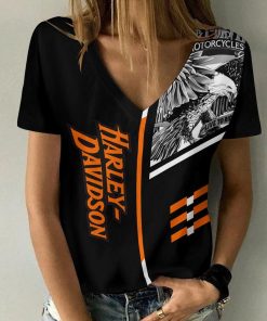 Harley Davidson Motorcycle Women V-neck T-shirt NABD112