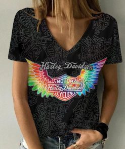 Harley Davidson Motorcycle Women V-neck T-shirt NABD20