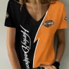 Harley Davidson Motorcycle Women V-neck T-shirt NABD95