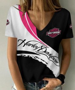 Harley Davidson Motorcycle Women V-neck T-shirt NABD73