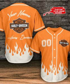 Harley Davidson Custom Name And Number Baseball Shirt Design 3D Full Printed High Quality - NABS04