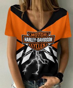 Harley Davidson Motorcycle Women V-neck T-shirt NABD111