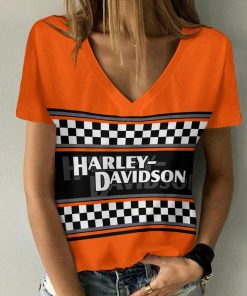 Harley Davidson Motorcycle Women V-neck T-shirt NABD78