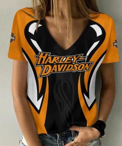 Harley Davidson Motorcycle Women V-neck T-shirt NABD44