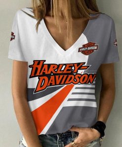 Harley Davidson Motorcycle Women V-neck T-shirt NABD63