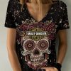 Harley Davidson Motorcycle Women V-neck T-shirt NABD43