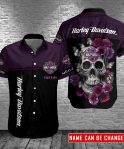 Harley Davidson Custom Name Button Shirt Design 3D Full Printed Sizes S - 5XL NABS24