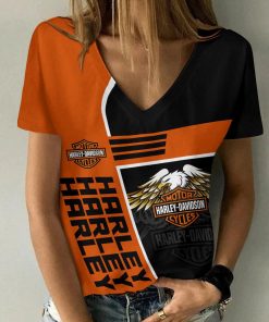 Harley Davidson Motorcycle Women V-neck T-shirt NABD42