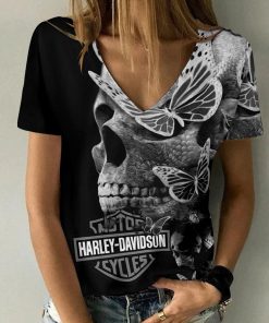 Harley Davidson Motorcycle Women V-neck T-shirt NABD474