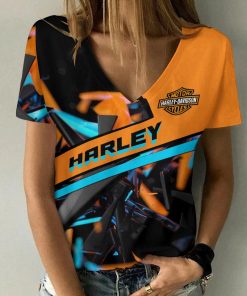 Harley Davidson Motorcycle Women V-neck T-shirt NABD36