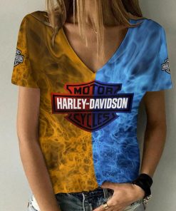 Harley Davidson Motorcycle Women V-neck T-shirt NABD85