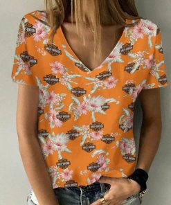 Harley Davidson Motorcycle Women V-neck T-shirt NABD136